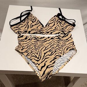 VENUS Zebra Print Bikini - Black and Tan